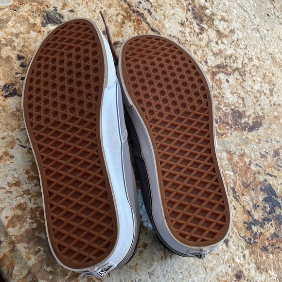 Vans Mens Grey Brown Canvas Leather Skateboard Sneakers Size 8 - Picture 2 of 3